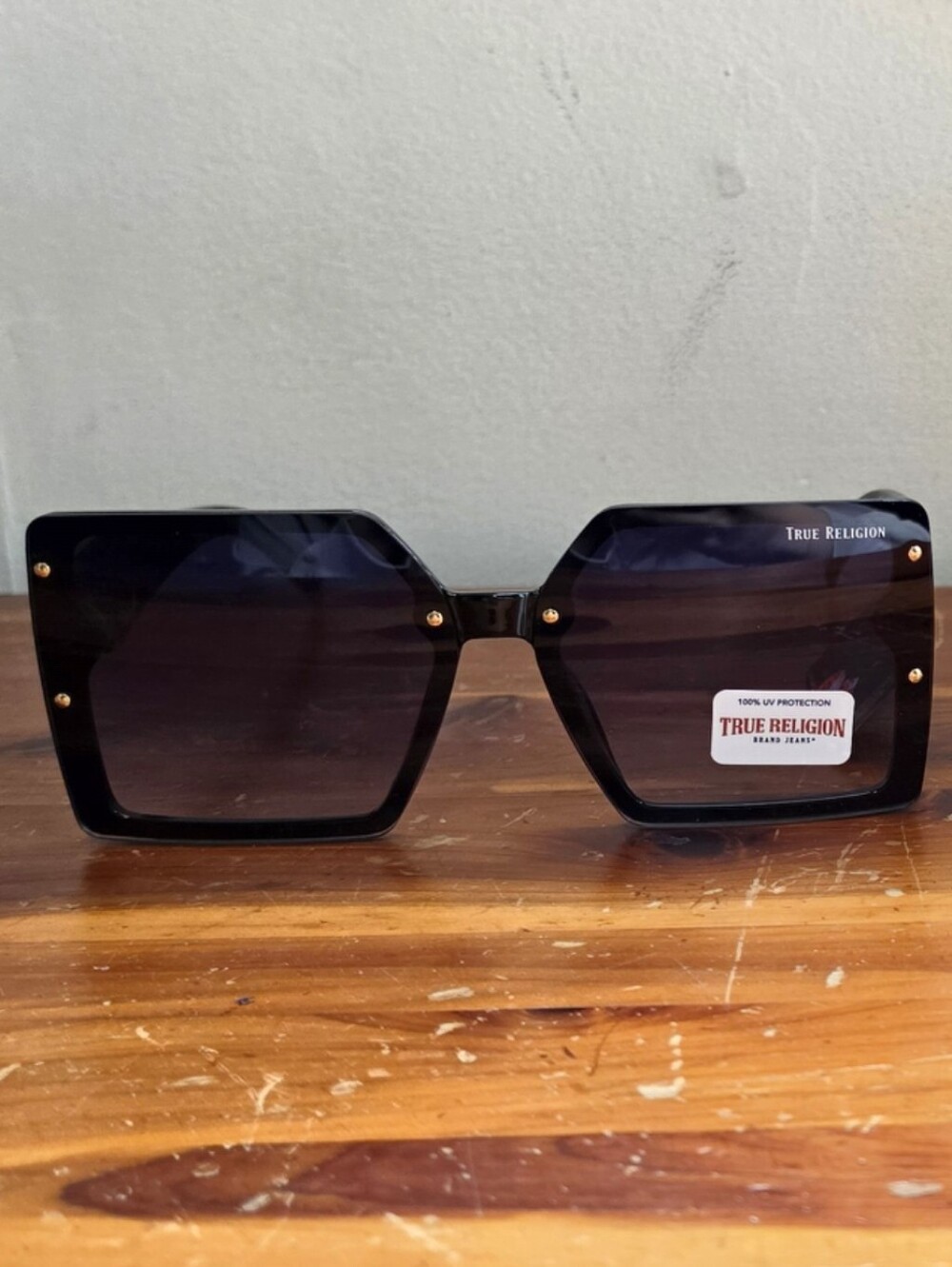True Religion Sunglasses Oversized Square Tortoise Gold TR Logo Y2K NWT
